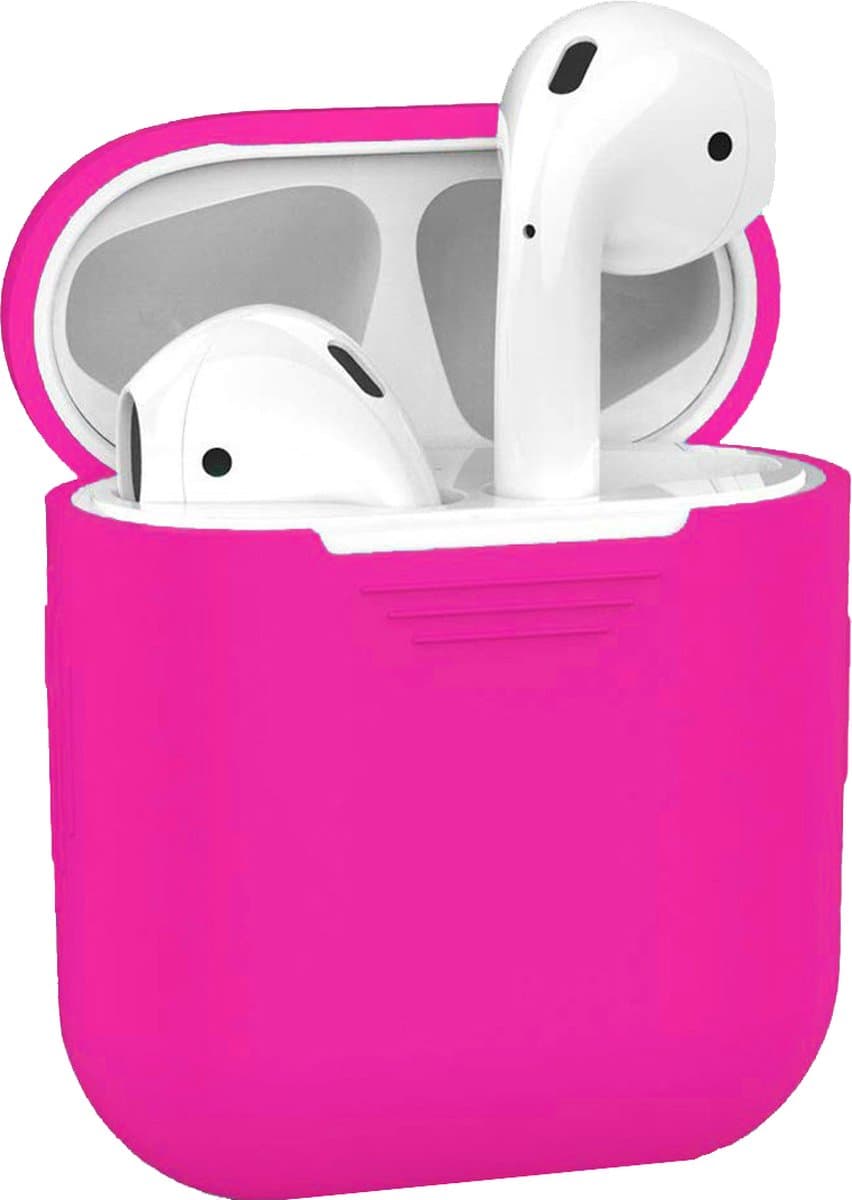 Hoesje - Geschikt voor Apple Airpods 2 - Siliconen Hoes met Clip - Silicone Case Cover - Donkerroze — afbeelding 1