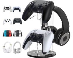 Game Controller houder/headsetstandaard, 2-in-1 acryl universele houder voor houder, gamingaccessoires, controller hoofdtelefoon houder standaard accessoires, zwart