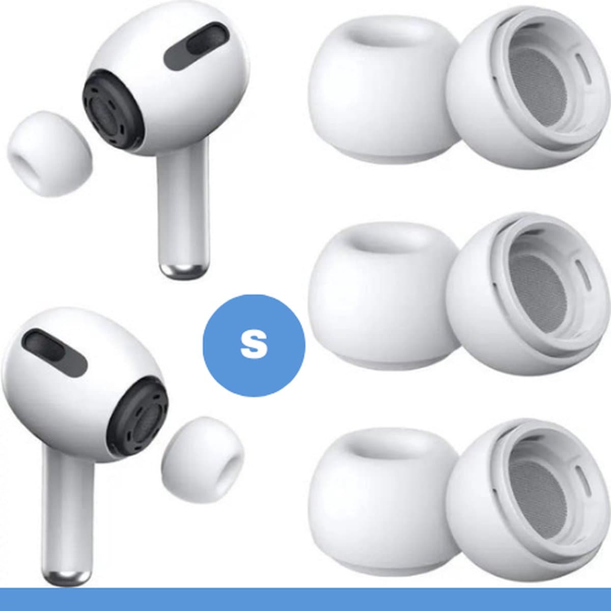 Oordopjes geschikt voor Apple Airpods Pro 1/2 - Vervanging Tips in maat Small - 3 Paar - KELERINO. — afbeelding 1