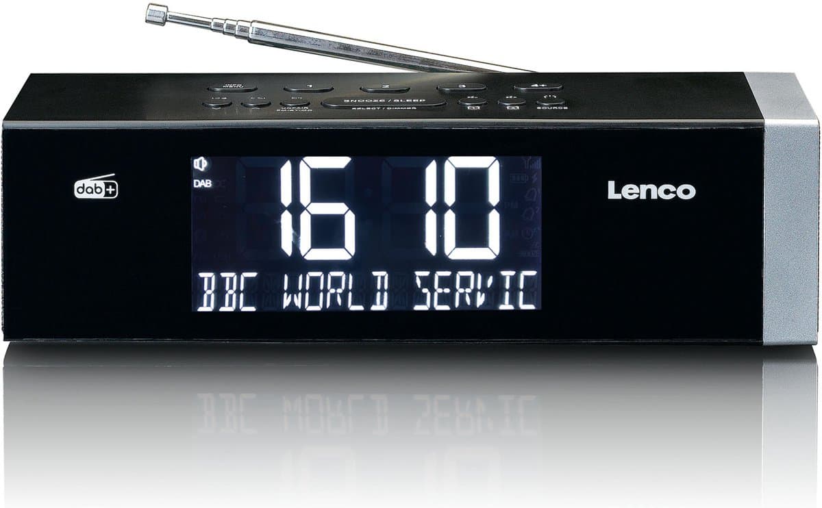 Lenco CR-640BK - Stereo FM Wekkerradio met radiogestuurde klok en AUX-ingang - Zwart — afbeelding 1