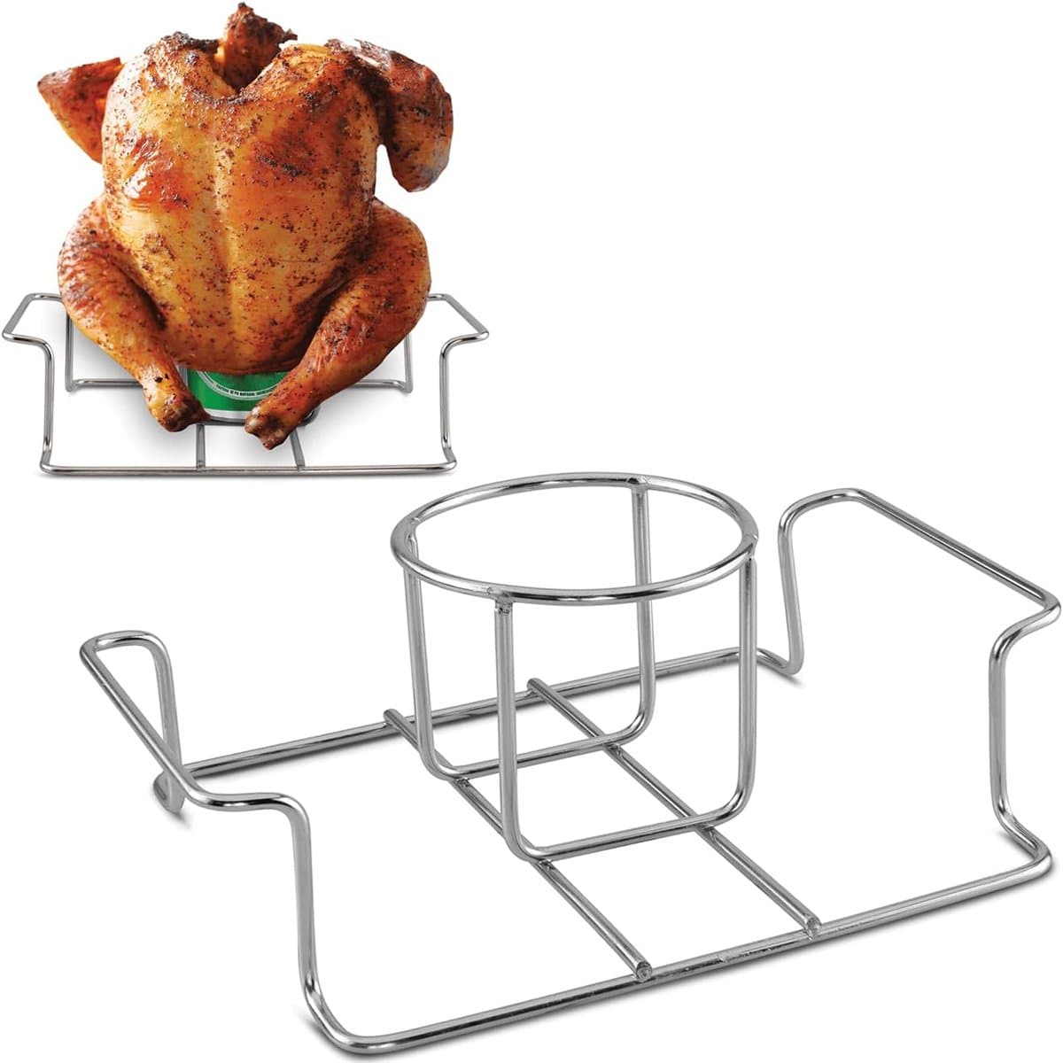 Bierblikjeshouder voor Kip - Roestvrijstalen BBQ-accessoire voor Grill en Smoker - Hoogwaardige Grillstandaard voor Sappige Kip - Geschikt voor Buiten Barbecue Picknick en Kamperen - Duurzaam Keukengerei — afbeelding 1