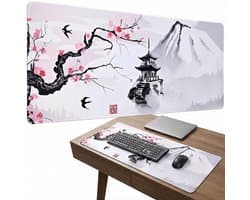 Grote Muismat 80x30 | Gaming Muismat | Wit | XXL | Antislip | Desktop Mat | Computer Mat | Blossom