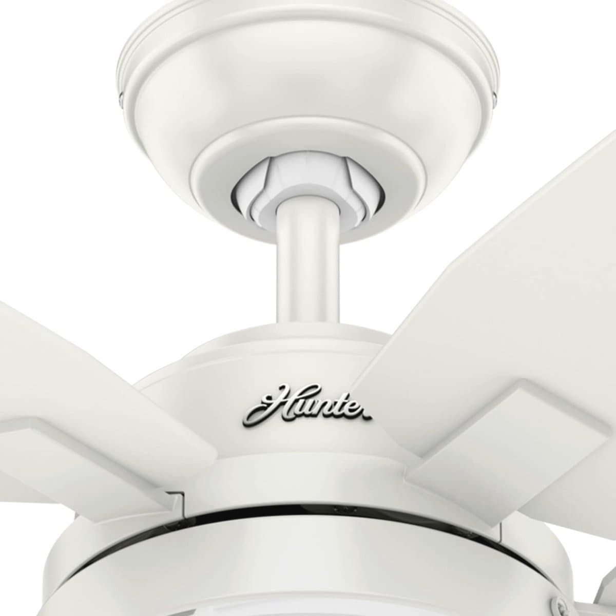 Binnenventilator met verlichting en trekschakelaar - 117 cm, 5 omkeerbare vleugels, zomer/winter gebruik, fris wit/grenen — afbeelding 1