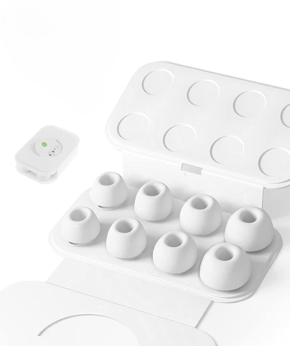 4 Paar Vervangende Oordopjes Tips Geschikt voor AirPods Pro Gen 1 & 2 - Siliconen Oordopjes - Antislip Siliconen Oordopjes - met Ruisonderdrukkingsga - Draagbare Opbergdoos - XS/S/M/L - Wit — afbeelding 1