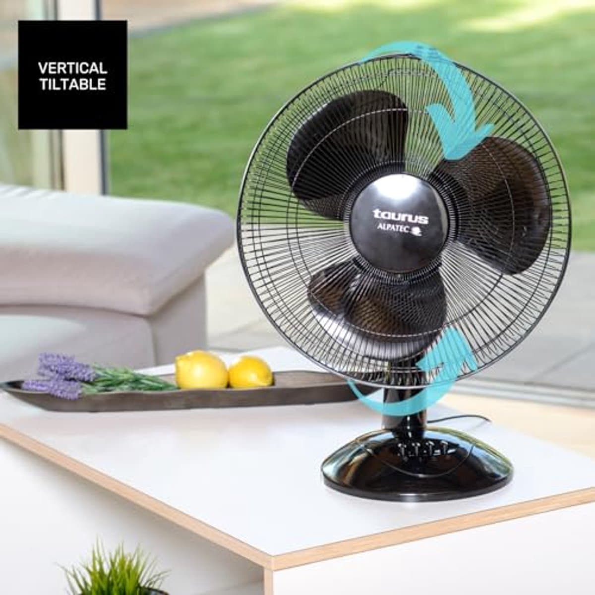Stille Tafelventilator 40 cm - Compact, Oscillatie en Instelbare Hellingshoek voor Thuis of Op Reis — afbeelding 1