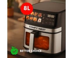 Gezond Frituren - XXL Airfryer 8 Liter – Comfy Nest – 1700W – Digitaal Display