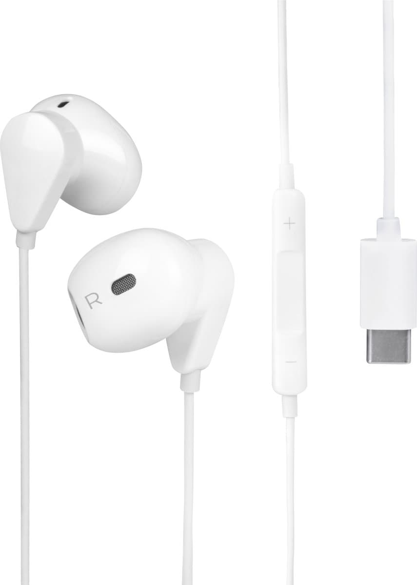 Nuvance Oortjes met Draad - USB-C Aansluiting - In-Ear Oordopjes met Draad - Bedrade Oortjes - Oortjes met Draad en Microfoon - Wit — afbeelding 1