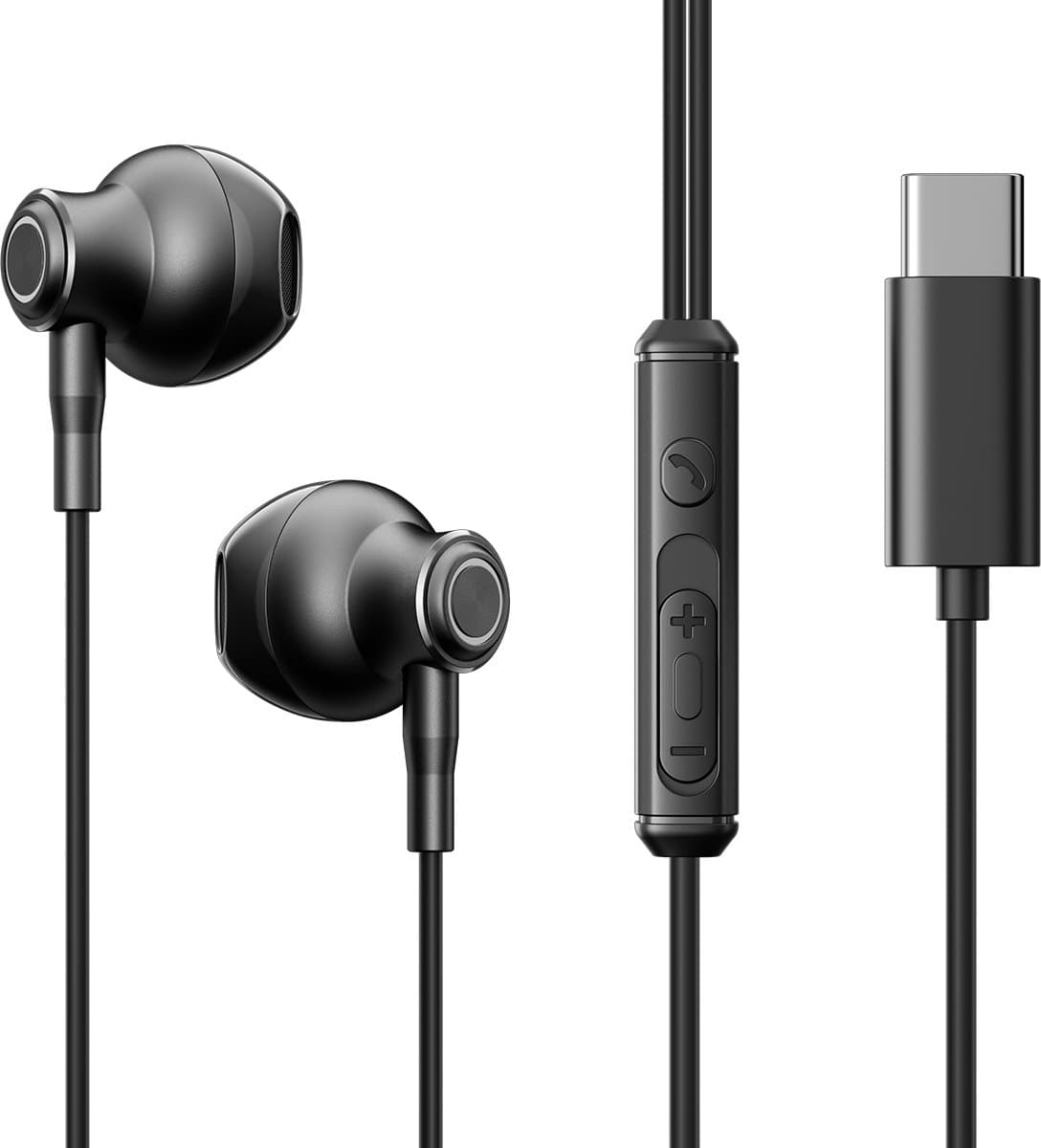 Oortjes met draad USB C - In Ear oordopjes met USB C - 1.2m - Zwart - Joyroom — afbeelding 1