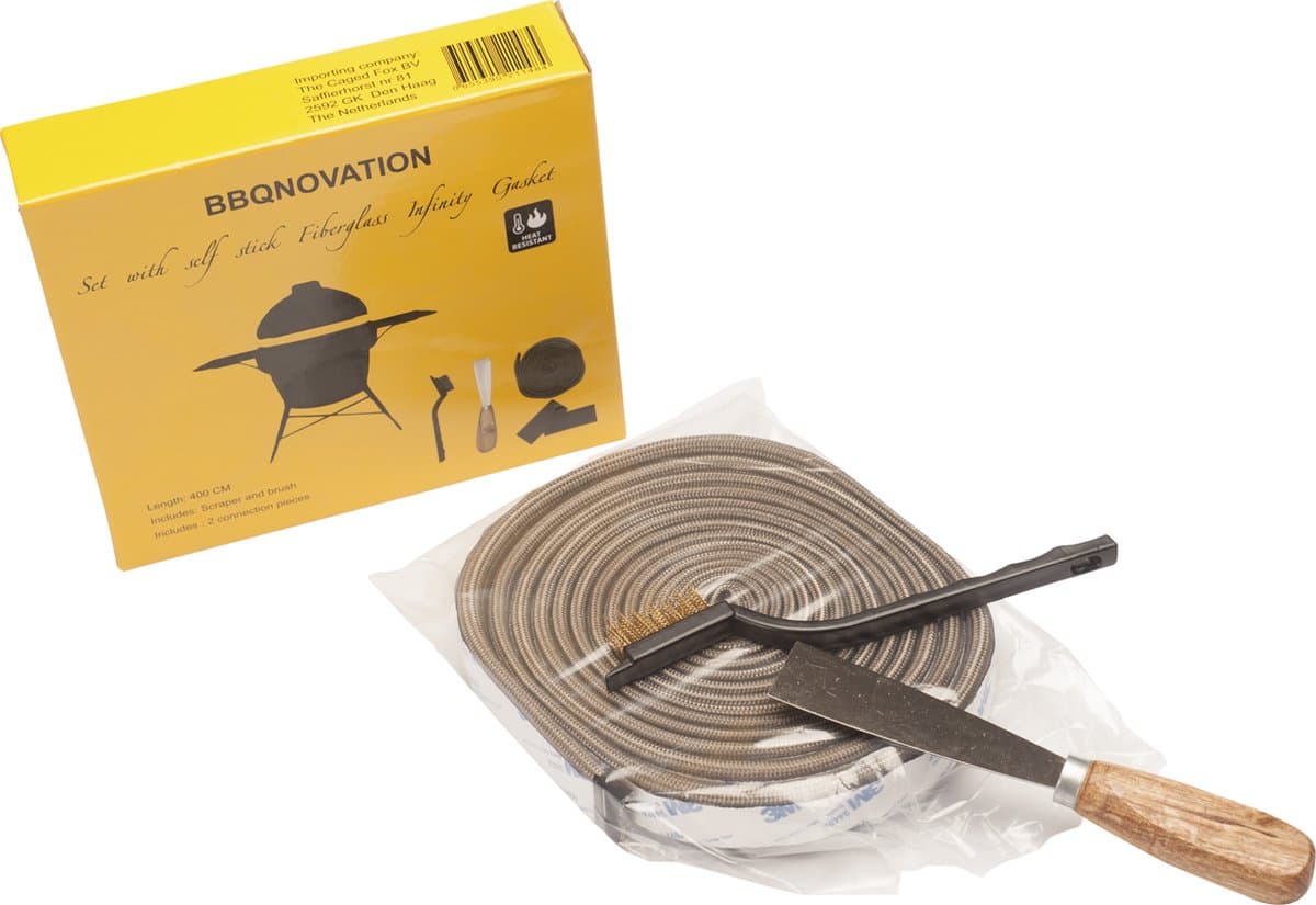 BBQNOVATION Kamado Vilt Glasvezel – Fiberglass Gasket Afdichtingsset met 3M Tape – Hittebestendig Pakkingband – Geschikt voor Big Green Egg, Kamado Joe, The Bastard & Grill Guru — afbeelding 1
