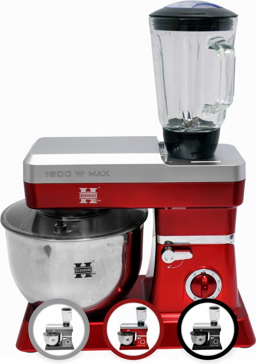 Herzberg Keukenmachine 1200W (max 1800W), 6,5 L-Zwart — afbeelding 1