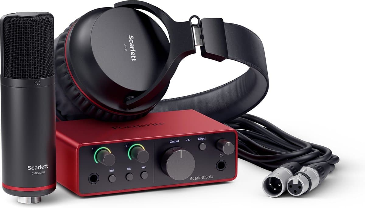 Focusrite Scarlett Solo Studio 4th Gen - Complete Opnameset voor Songwriter - Interface + CM25 MkIII Microfoon + HP60 MkIII Hoofdtelefoon — afbeelding 1