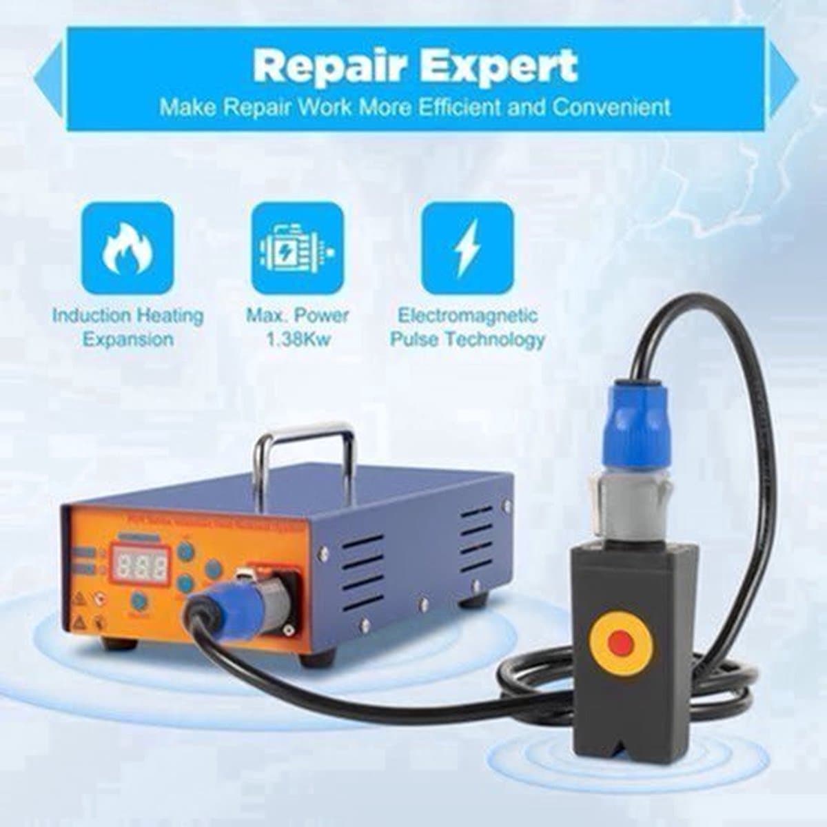 Deukhersteller Auto – Deukverwijderaar – Inductieverwarmer – Reparatietool – Lakschadevrij – 1,38 kW Vermogen – Digitale Bediening — afbeelding 1