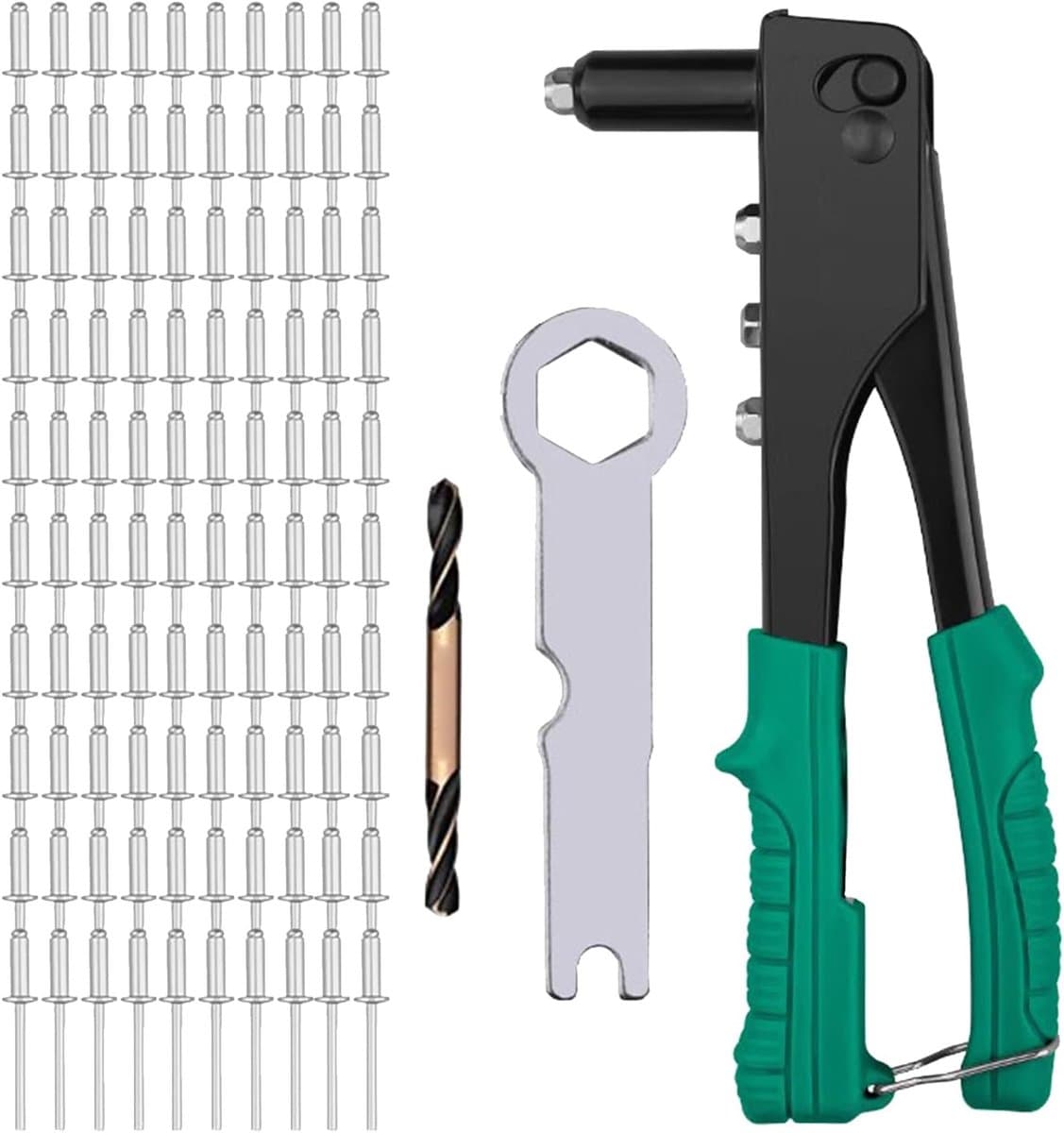 Versatile rivet gun with one hand - Coated with rubber,Comes with Drill,Rivets and Key for Optimal Comfort and - ShopVlot — afbeelding 1