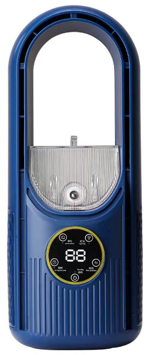 Ventilator - Draagbare bladloze ventilator - 6 snelheden - USB verneveling & timer - Stil - Kantoor, woonkamer, slaapkamer - Blauw — afbeelding 1