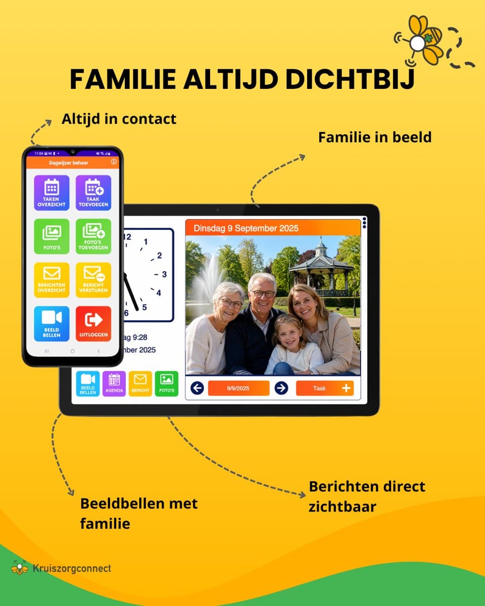 KruiszorgConnect Dagwijzer - Dementieklok met Agenda, Beeldbellen en BeheerApp - 10,1 inch — afbeelding 1