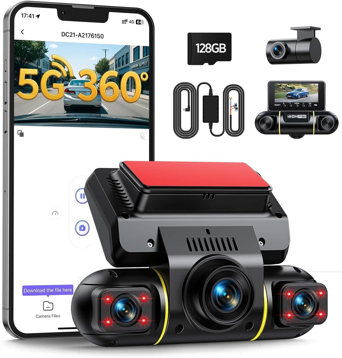 4 Kanaals Dash Cam - Auto Camera Set - Verkeersveiligheid Bewaken - 360 Graden Opname - 1080P Resolutie - Zwart — afbeelding 1