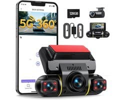 4 Kanaals Dash Cam - Auto Camera Set - Verkeersveiligheid Bewaken - 360 Graden Opname - 1080P Resolutie - Zwart
