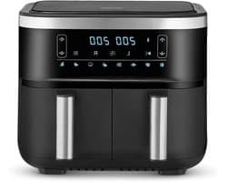 Dubbele Heteluchtfriteuse - Airfryer XXL - Gezond Koken - Parallel Garen - 2x 3.8L - Zwart Zilver