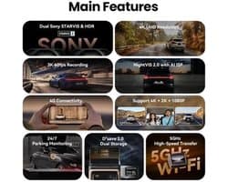 4K Dashcam – Autocamera – Rijcamera – Beveiligingscamera – DVR – Sony STARVIS Sensor – 5GHz WiFi Verbinding