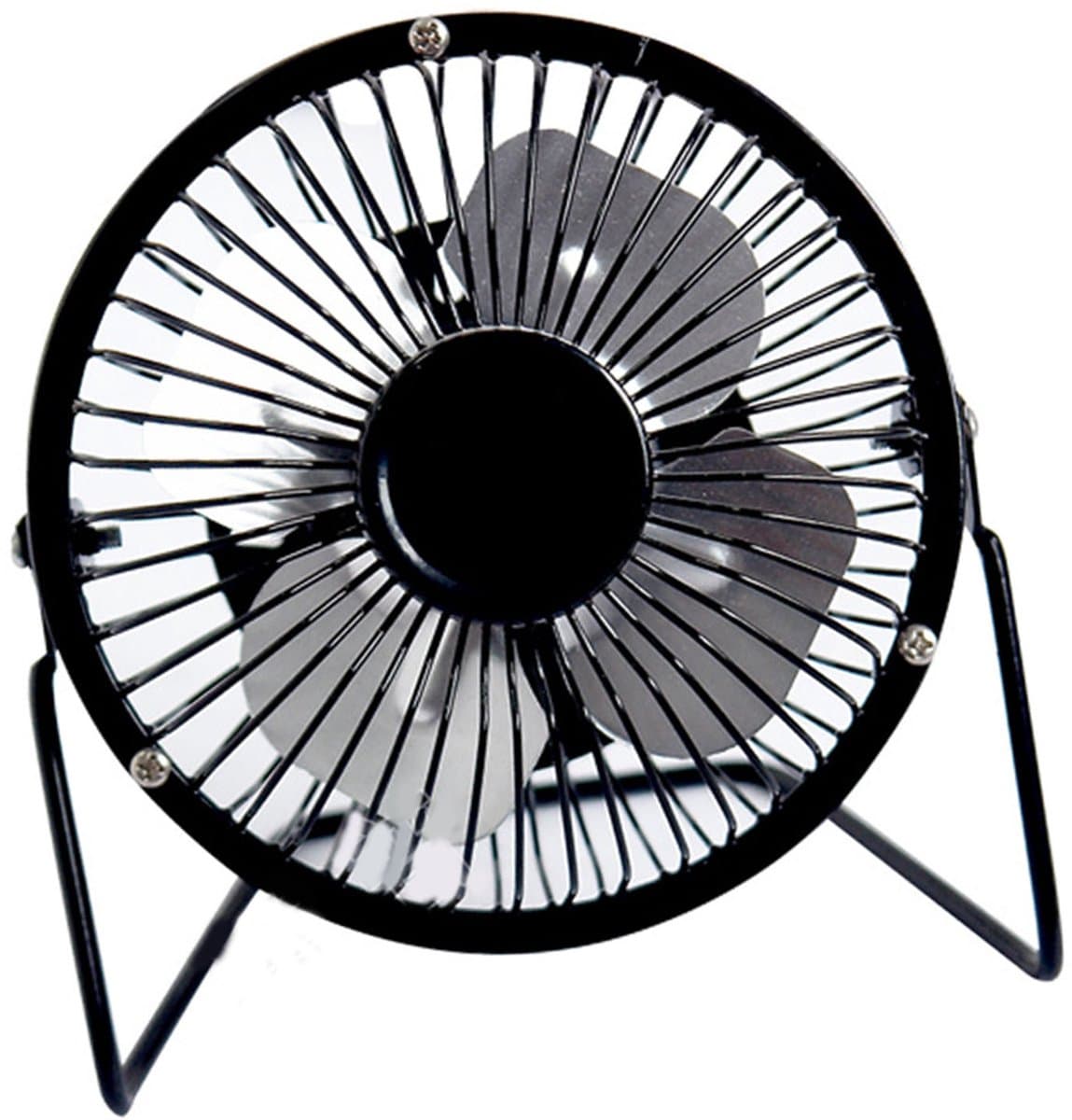 4-inch kleine USB-bureauventilator van metaal, fluisterstil, 360 graden kantelbaar - Zwart — afbeelding 1