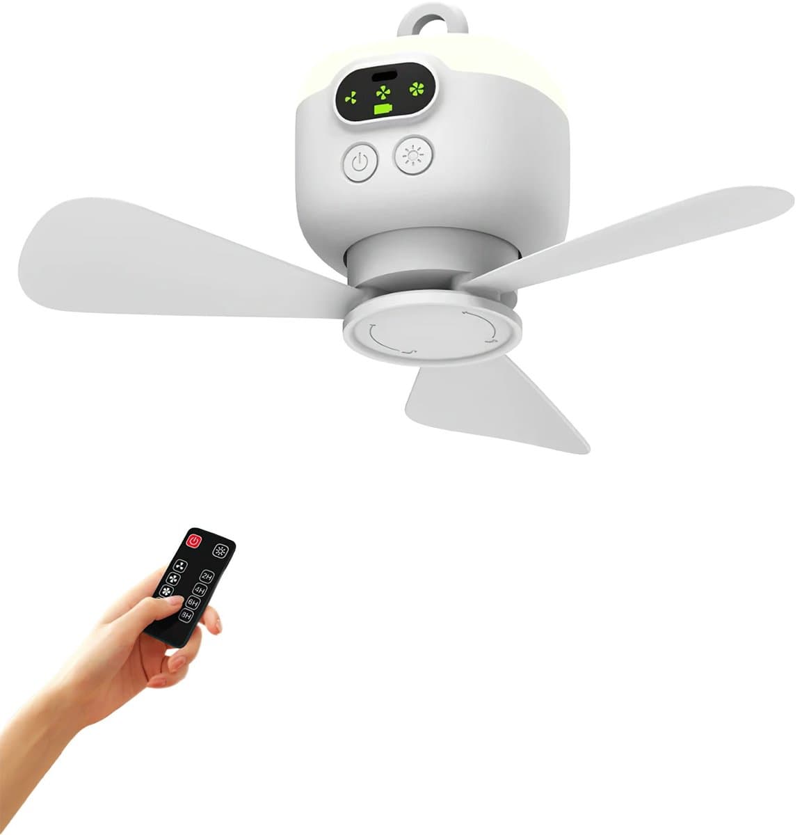 NordHaus Draagbare Plafondventilator - Hangventilator - Camping Ventilator met LED-Verlichting - USB Oplaadbaar - Afstandsbediening - 8000 mAh Accu — afbeelding 1