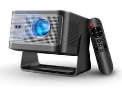SnelShoppen - Mini-smart beamer 4K 1080P projector, draagbare wifi 6 bluetooth 5.4 autofocus, 12 W luidspreker, 180 graden draaibaar voor feest, campi