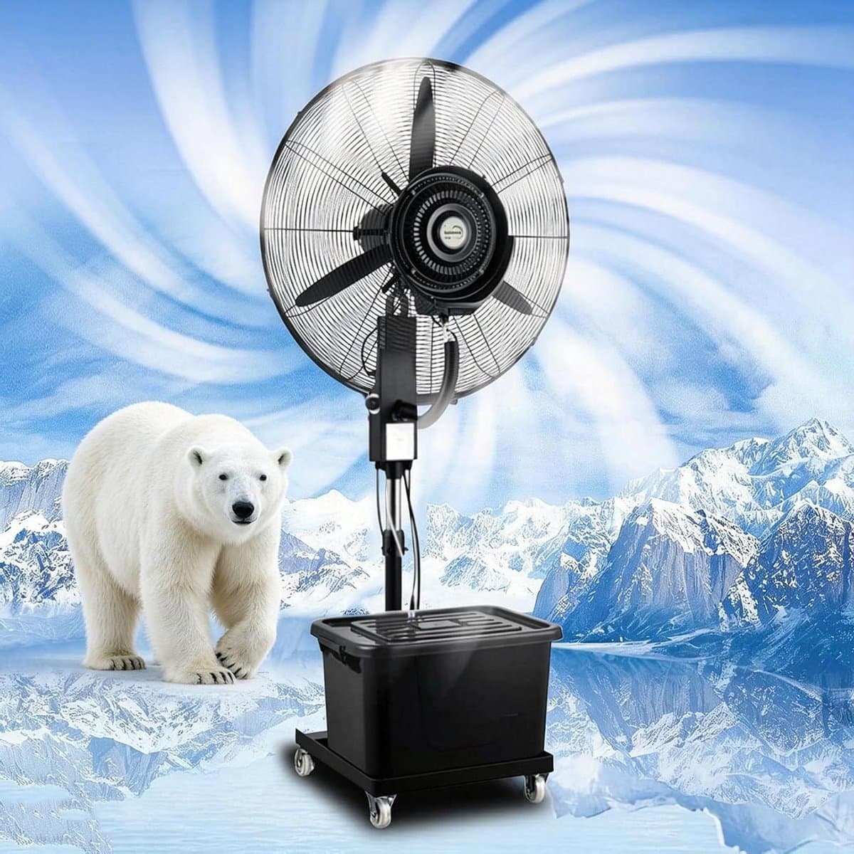 Vernevelende Staande Ventilator - Luchtkoeler Verstuiver - Ruimte Koelen - 42L Waterreservoir - 81cm Hoog - Zwart — afbeelding 1