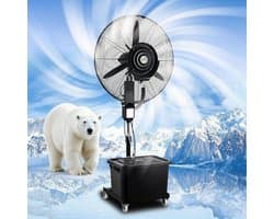 Vernevelende Staande Ventilator - Luchtkoeler Verstuiver - Ruimte Koelen - 42L Waterreservoir - 81cm Hoog - Zwart
