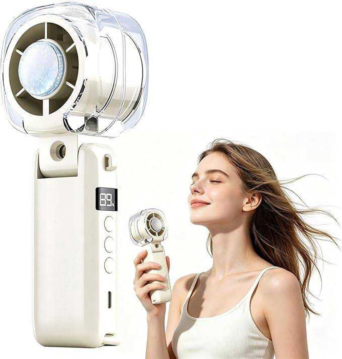 LISM-Handventilator met sproeifunctie en LED-display, stille werking, compact formaat, oplaadbaar, mini-draagbare ventilator, ideaal als zomercadeau. — afbeelding 1