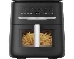Solis Airfryer Uno - 7L Inhoud - Heteluchtfriteuse met Kijkvenster en Onderwarmte - 10 Programma's - 2200 W - PFAS-vrij - Zwart