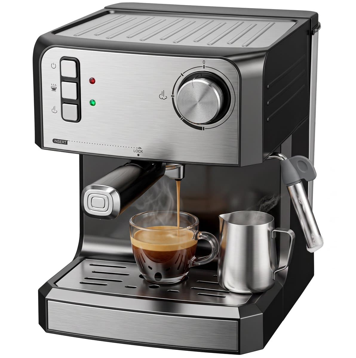 HOMCOM Coffee Maker-Edelstahl-29 x 22 x 28 cm-Schwarz — afbeelding 1