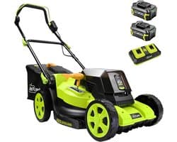 Elektrische Grasmaaier - Accu Grasmaaier - Gazon Onderhoud - Draadloos Gemak - 38CM Snijdbreedte - Geel