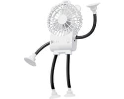 Tafelventilator Robotvorm - Persoonlijke Koeler - Frisse Lucht Creëren - Zuignap Bevestiging - 16.7 cm Breed - Wit
