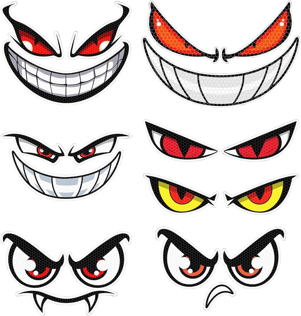 SnelShoppen - Pack van 7 Robot Grasmaaier Oog Stickers, Waterproof, Reflectief, Decoratief, Grappig, Weerbestendig, Voor Auto en Motorfiets, Verbeter — afbeelding 1