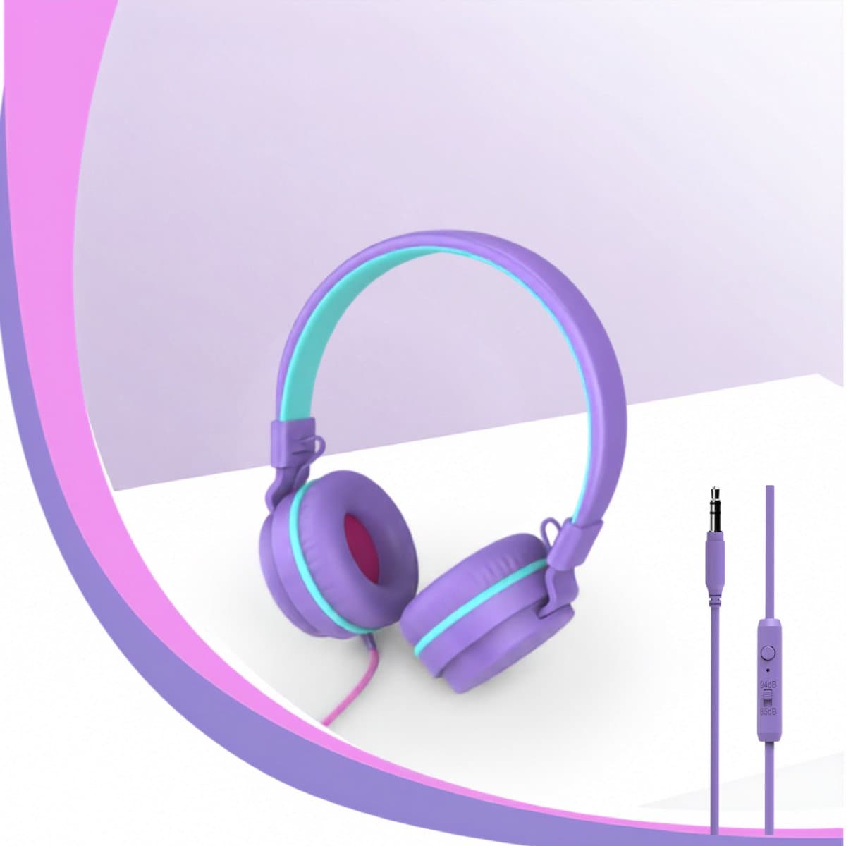 Zavio® Koptelefoon Kinderen met Draad - Gaming Headset - Paars — afbeelding 1