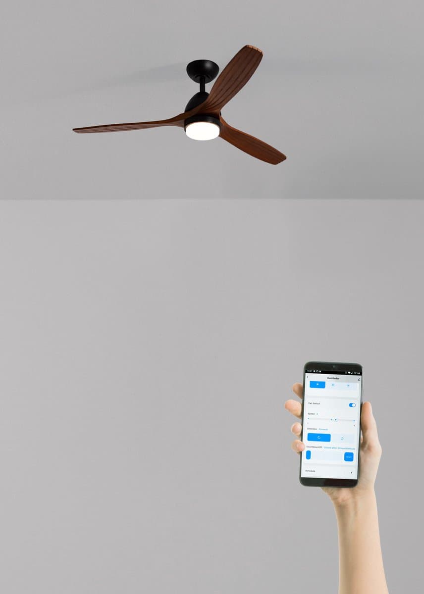CREATE - Plafondventilator 40W silent Ø132 cm 100% hout - M - Met licht - WIFI - WIND CUP — afbeelding 1