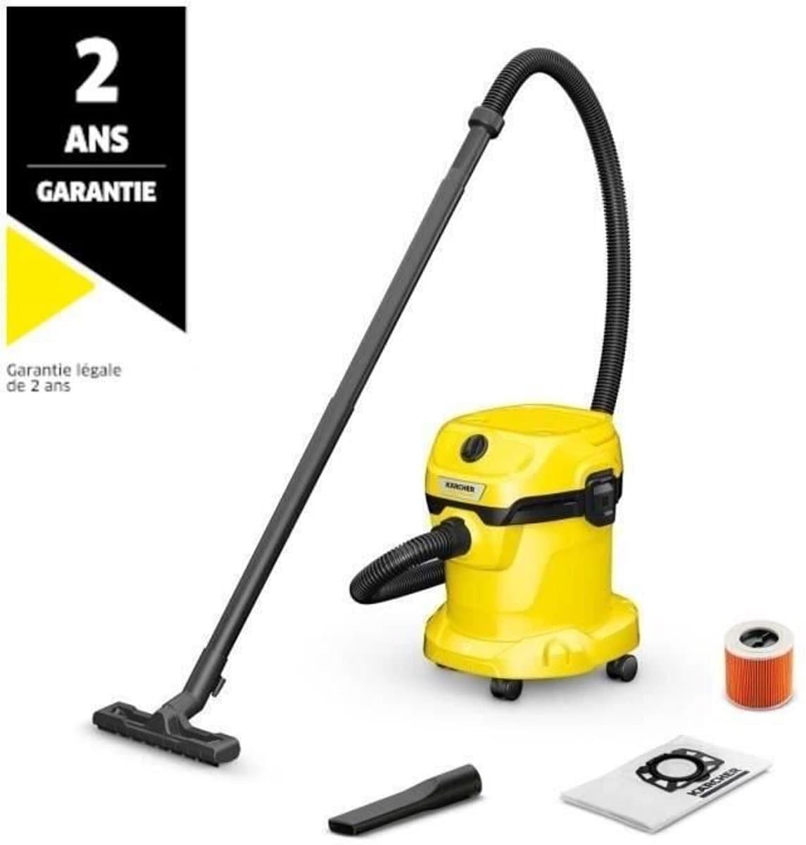Extractor Kärcher WD2 PLUS Yellow/Black 1000 W — afbeelding 1