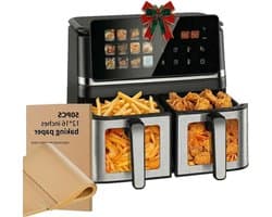 Dubbele Zone Luchtfriteuse - Heteluchtoven - Gezond Koken - Kook Venster - 10 Liter - Zwart