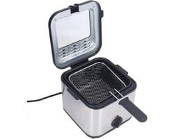 Elektrische Friteuse 2,5 L 1000 W, Roestvrijstalen Friteuse voor Gezinsgebruik, Instelbare Temperatuur, Gemakkelijk Schoon Te Maken (-3113240005111)
