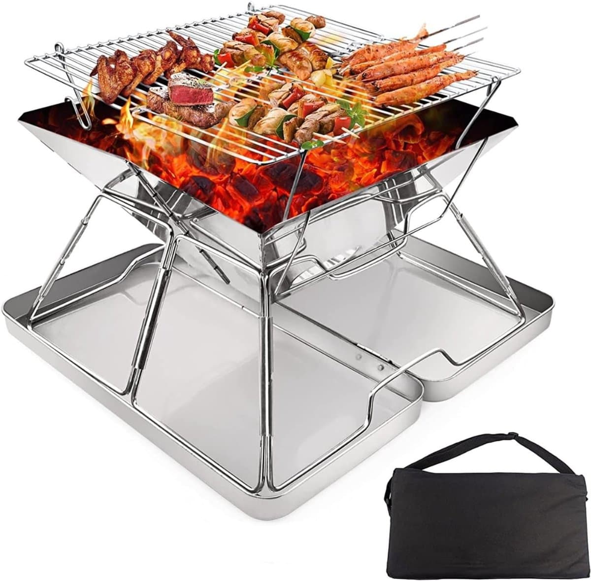 Florixa® Tafel Bbq Houtskool - Weber Bbq -Boretti Bbq - Houtskool - Zilver - 31cm x 31cm x 25cm — afbeelding 1