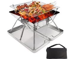 Florixa® Tafel Bbq Houtskool - Weber Bbq -Boretti Bbq - Houtskool - Zilver - 31cm x 31cm x 25cm