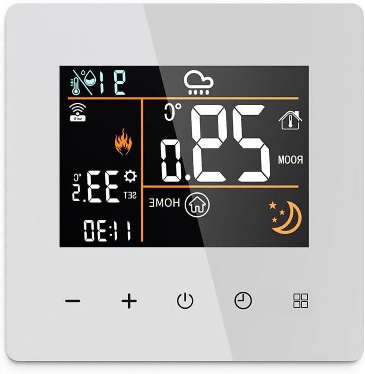 Slimme Thermostaat - Temperatuurregelaar Hygrometer - Energie Besparen - Intelligente Programmering - 11 x 11 x 6 cm - Wit — afbeelding 1