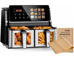 Dubbele Airfryer - Heteluchtfriteuse - Familie Maaltijden - Sync Functie - 10L Inhoud - Zwart