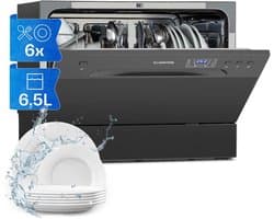 Mini Vaatwasser - Kleine Afwasser - Snel Vaat Wassen - Zes Programma's - Voor 6 Couverts - Antraciet