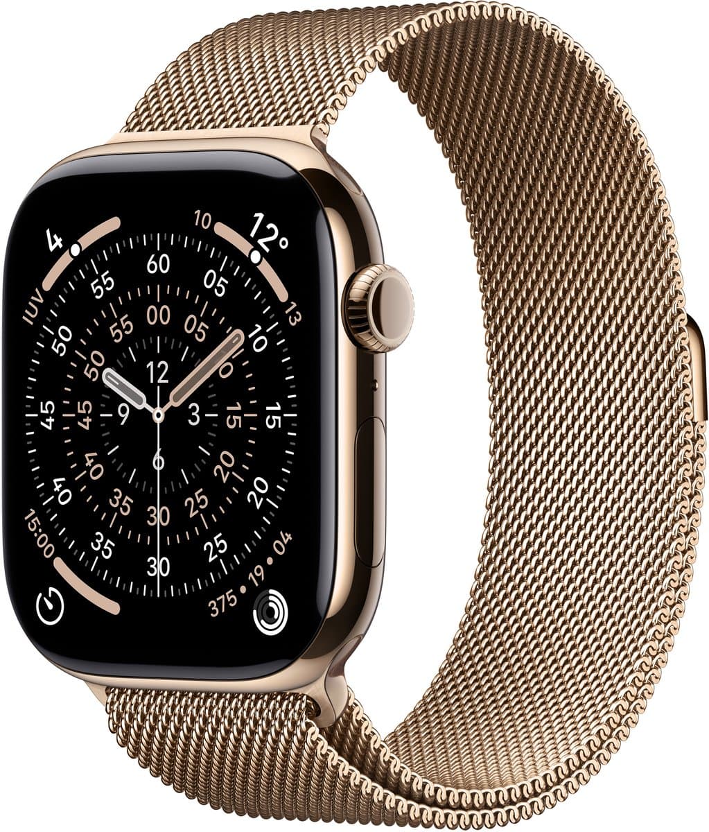 Apple Watch 11 - Wifi + 5G - 46mm - Gold Titanium Case with Gold Milanese Loop - S/M — afbeelding 1