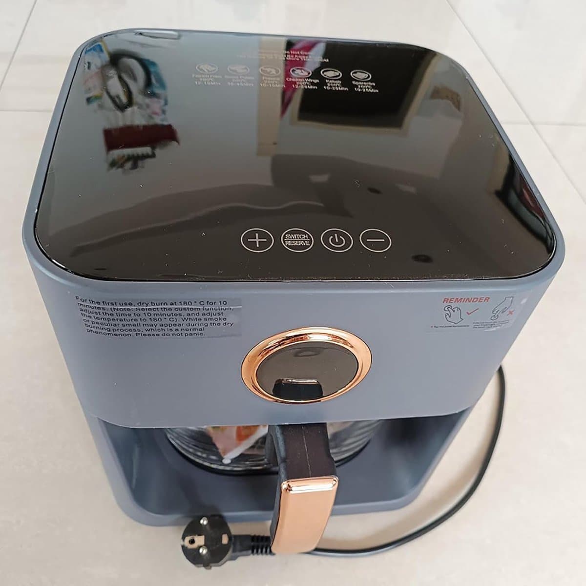 Airfryer Oven - Heteluchtfriteuse - Gezond Koken - Spraakbesturing - 4 Liter - Blauw — afbeelding 1