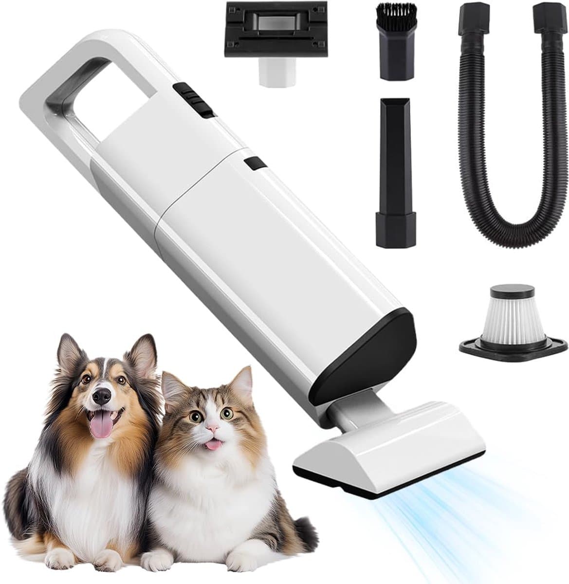 Draadloze Handstofzuiger 20000 Pa – Oplaadbaar – Met Wasbaar HEPA Filter – Mini Auto- en Huisstofzuiger voor Huisdierharen, Kantoor en Thuis – Wit — afbeelding 1
