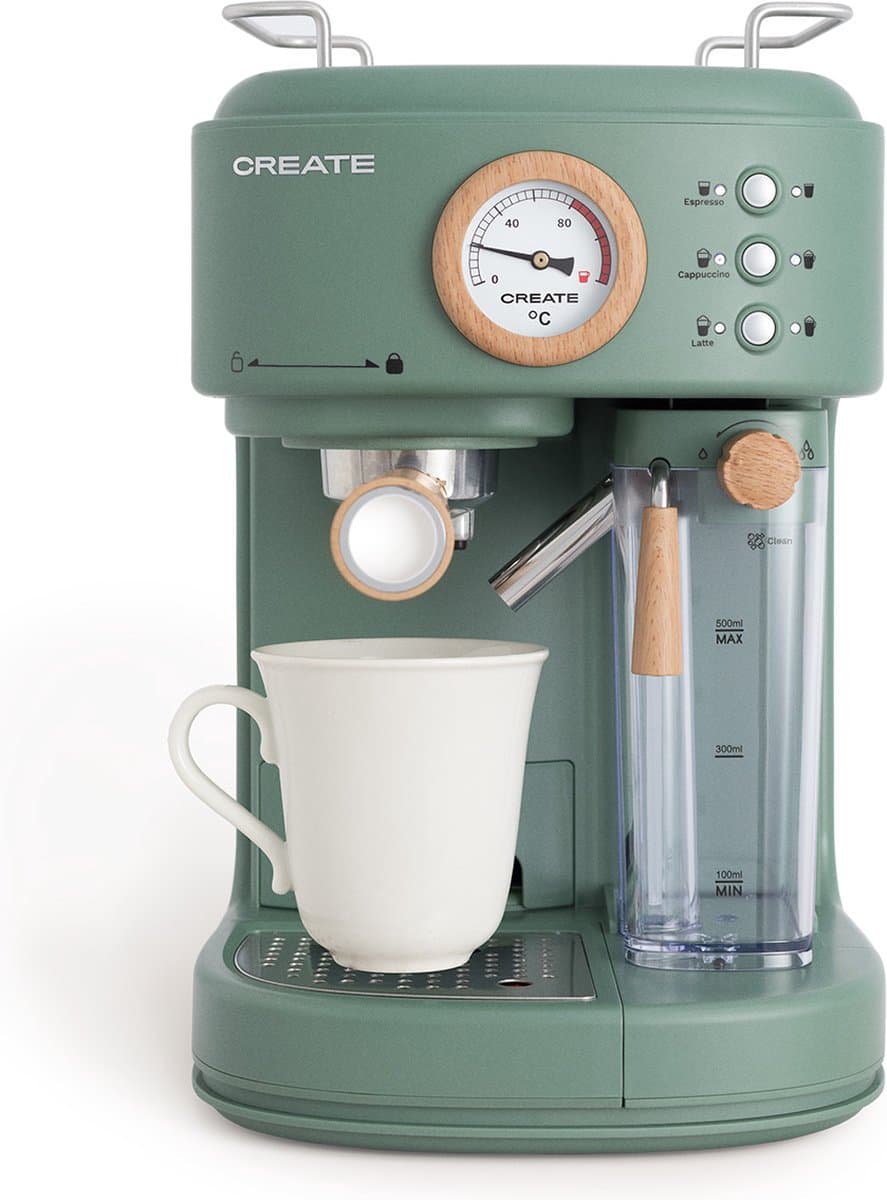 CREATE - Espressomachine - 20bar halfautomatische - Met melkreservoir - Kleur Sage - THERA RETRO PRO — afbeelding 1