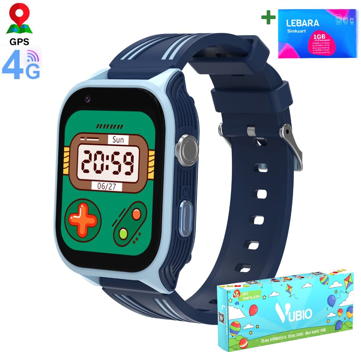 VUBIO 4G Kinder Smartwatch L2 - Incl. SIM - GPS - Videobellen - Blauw — afbeelding 1