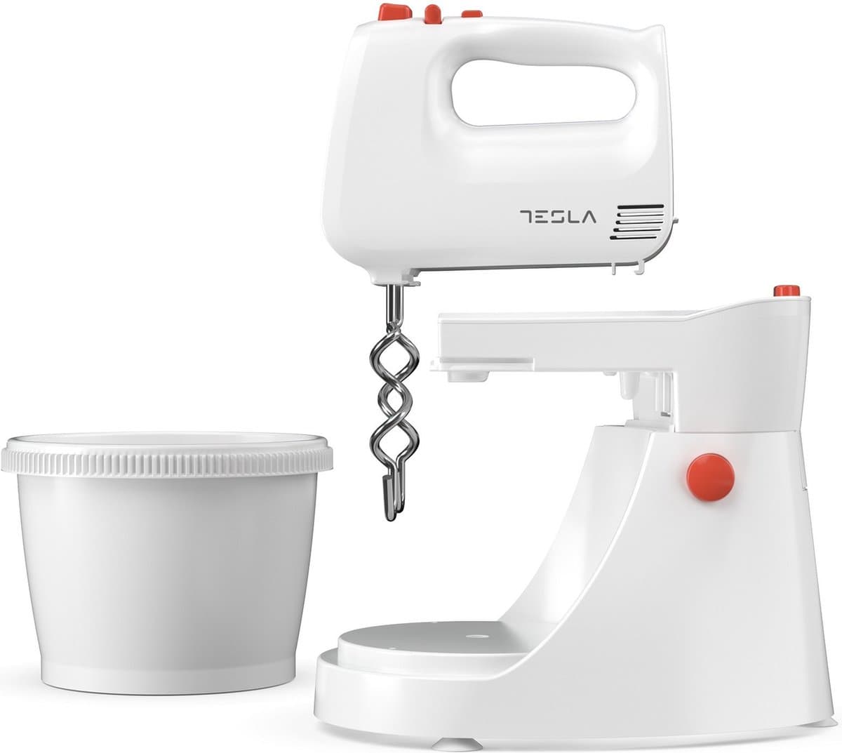 Tesla MX501WRB - Handmixer met Mengkom - Keukenmixer - 5 snelheden + Turbofunctie - 500 w - 3L - Kloppers, Deeghaken & Garde — afbeelding 1